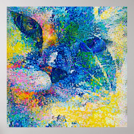 Lebhafte Abstrakte Cat Art Print Poster (Vorne)
