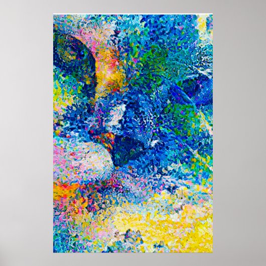 Lebhafte Abstrakte Cat Art Print Poster (Vorne)