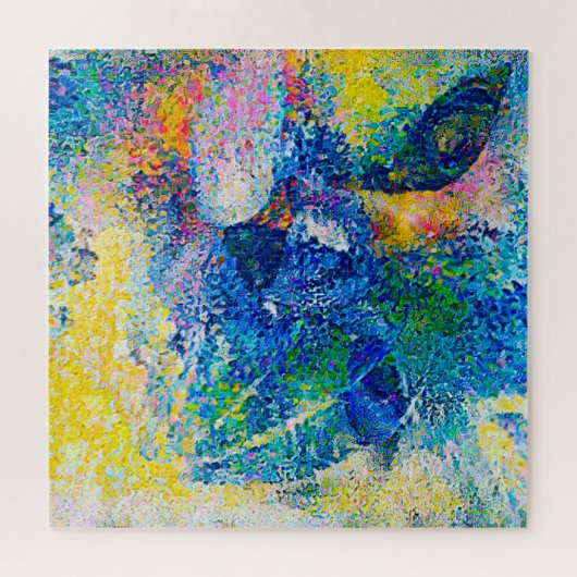 Lebhafte Abstrakte Cat Art Print Puzzle (Horizontal)