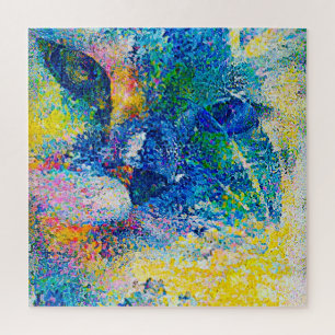 Lebhafte Abstrakte Cat Art Print Puzzle