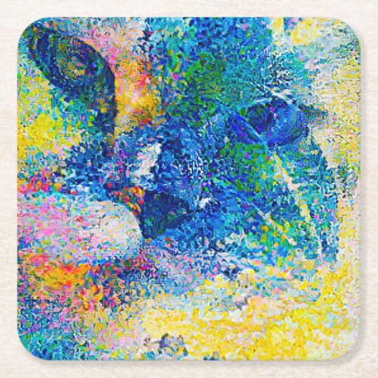 Lebhafte Abstrakte Cat Art Print Rechteckiger Pappuntersetzer (Vorderseite)