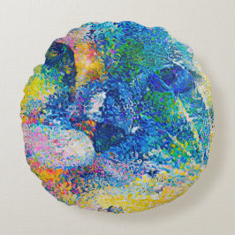 Lebhafte Abstrakte Cat Art Print Rundes Kissen