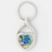 Lebhafte Abstrakte Cat Art Print Schlüsselanhänger (Vorderseite)