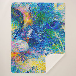 Lebhafte Abstrakte Cat Art Print Sherpadecke