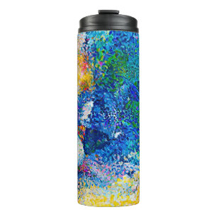 Lebhafte Abstrakte Cat Art Print Thermosbecher