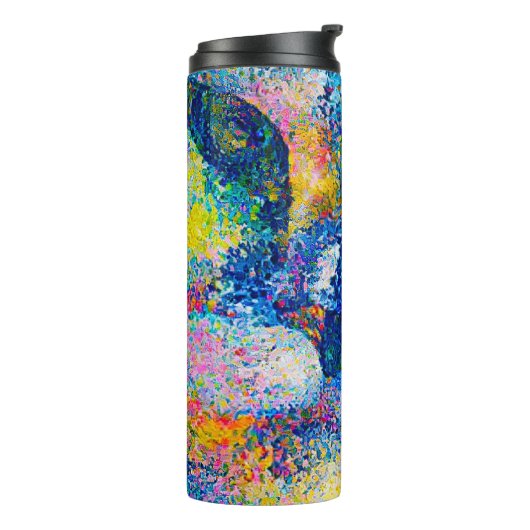 Lebhafte Abstrakte Cat Art Print Thermosbecher (Nach links gedreht)