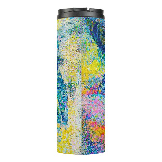 Lebhafte Abstrakte Cat Art Print Thermosbecher (Rückseite)