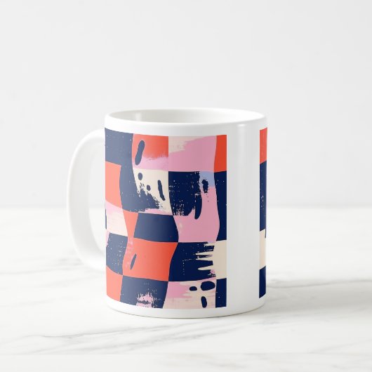 Lebhafte Abstrakte Checkerboard-Tasse Kaffeetasse (Vorderseite Links)