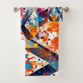 Lebhafte Abstrakte Diamantmuster Badhandtuch Set (Insitu)