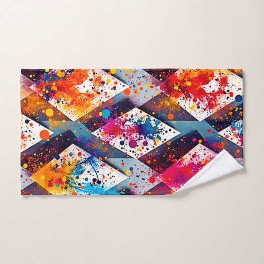 Lebhafte Abstrakte Diamantmuster Badhandtuch Set (Handtuch)