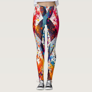 Lebhafte Abstrakte Diamantmuster Leggings