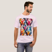 Lebhafte Abstrakte Diamantmuster T-Shirt (Vorne ganz)