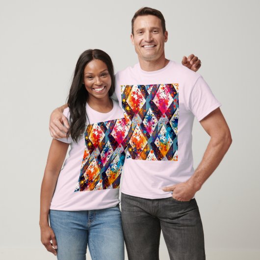 Lebhafte Abstrakte Diamantmuster T-Shirt (Unisex)