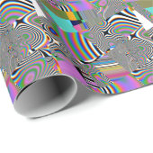 Lebhafte abstrakte digitale Effekte, farbenfrohe M Geschenkpapier (Rolleneckpunkt)