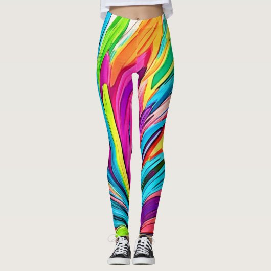 Lebhafte Abstrakte Explosion Leggings (Vorderseite)