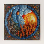 Lebhafte Abstrakte Fantasy Landschaft Puzzle (Horizontal)