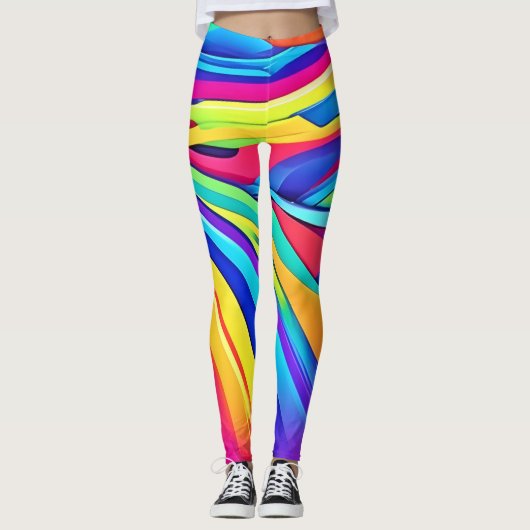 Lebhafte Abstrakte Farbbandkunst Leggings (Vorderseite)