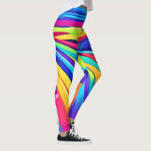 Lebhafte Abstrakte Farbbandkunst Leggings (Rechts)