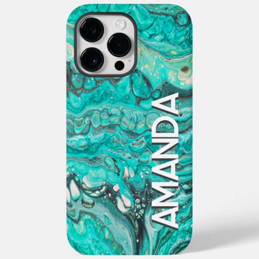 Lebhafte Abstrakte Farbflüsse Aquamarine Kunsthand Case-Mate iPhone Hülle (Rückseite)