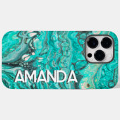 Lebhafte Abstrakte Farbflüsse Aquamarine Kunsthand Case-Mate iPhone Hülle (Rückseite (Horizontal))