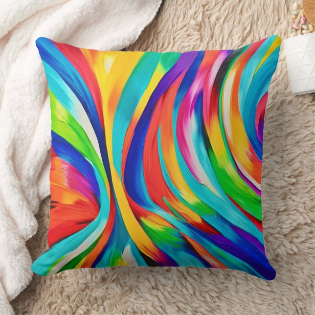 Lebhafte Abstrakte Farbgestaltung Kissen (Decke)