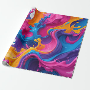 Lebhafte Abstrakte Fluid Art - Color Splash Design Geschenkpapier