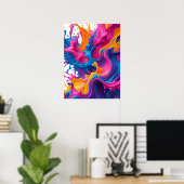 Lebhafte Abstrakte Fluid Art - Color Splash Design Poster (Heimbüro)
