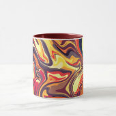 Lebhafte Abstrakte Fluid-Kunst mit warmer Farbpale Tasse (Zentrum)