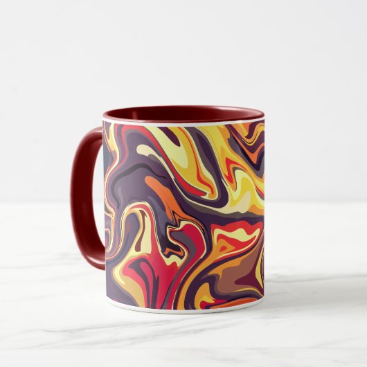 Lebhafte Abstrakte Fluid-Kunst mit warmer Farbpale Tasse (Vorderseite Links)