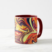 Lebhafte Abstrakte Fluid-Kunst mit warmer Farbpale Tasse (VorderseiteRechts)