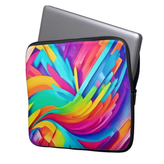 Lebhafte Abstrakte Formen Kunst Laptopschutzhülle (Vorderseite Links)