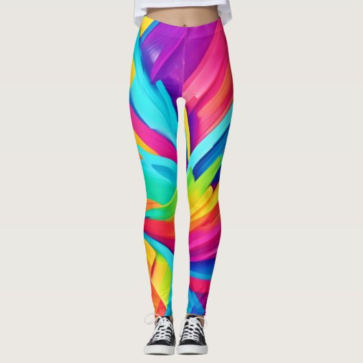Lebhafte Abstrakte Formen Kunst Leggings (Vorderseite)