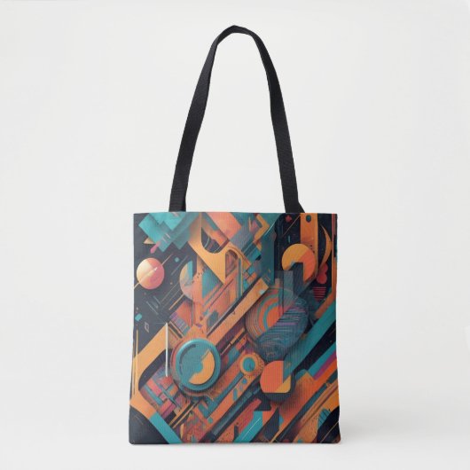 Lebhafte Abstrakte Geometrie - Bold Graphic Art mi Tasche (Vorderseite)