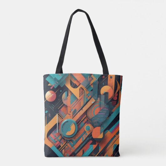 Lebhafte Abstrakte Geometrie - Bold Graphic Art mi Tasche (Rückseite)