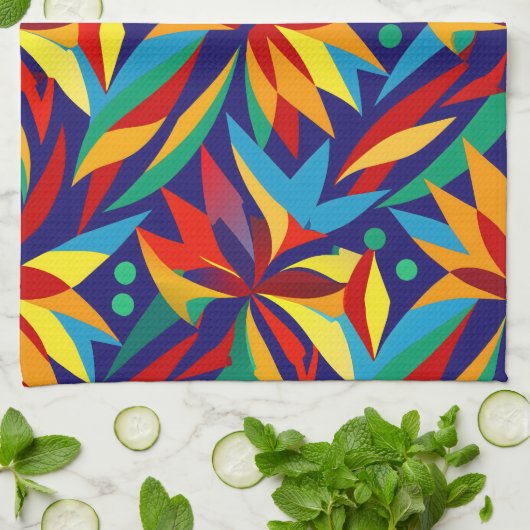 Lebhafte Abstrakte geometrische, mehrfarbige tropi Geschirrtuch (Gefaltet)