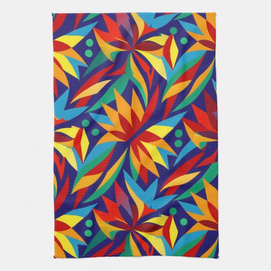 Lebhafte Abstrakte geometrische, mehrfarbige tropi Geschirrtuch (Vertikal)