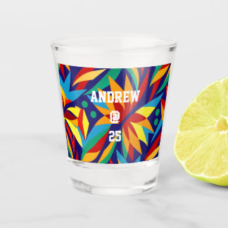Lebhafte Abstrakte geometrische, mehrfarbige tropi Schnapsglas
