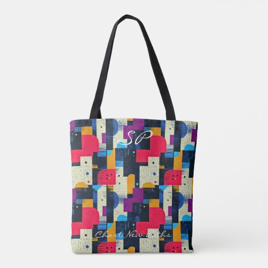 Lebhafte Abstrakte Geometry-Tote-Tasche Tasche (Rückseite)