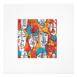 Lebhafte Abstrakte Gesichter - Moderne Kunst Fotodruck