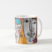 Lebhafte Abstrakte Gesichter - Moderne Kunst Kaffeetasse (VorderseiteRechts)