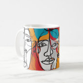 Lebhafte Abstrakte Gesichter - Moderne Kunst Kaffeetasse (Vorderseite Links)