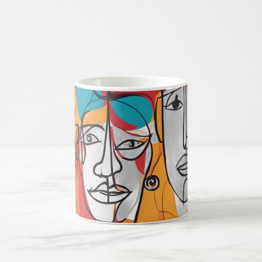 Lebhafte Abstrakte Gesichter - Moderne Kunst Kaffeetasse (Mittel)