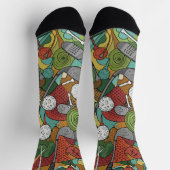 Lebhafte Abstrakte Golfkunst: Clubs, Balls und Fla Socken (Oben)