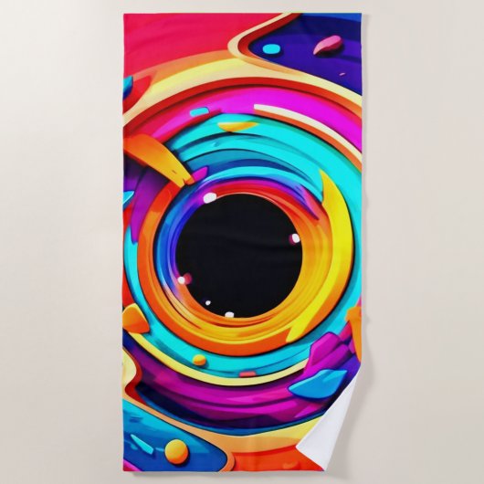 Lebhafte Abstrakte kosmische Vortex Kunst Strandtuch (Vorderseite)