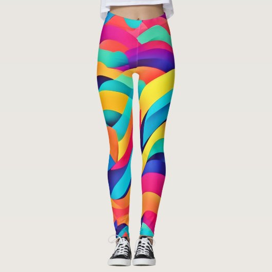 Lebhafte Abstrakte Kunst der Wavy Leggings (Vorderseite)