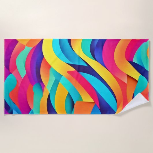 Lebhafte Abstrakte Kunst der Wavy Strandtuch (Vorderseite)