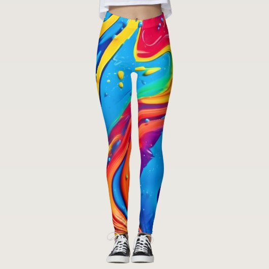 Lebhafte Abstrakte Kunst Leggings (Vorderseite)