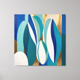 Lebhafte Abstrakte Kunst mit blauen und Aquamarine Leinwanddruck