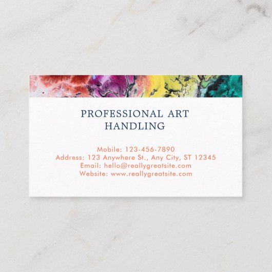 Lebhafte Abstrakte Kunstmalerin Telefonnummerkarte (Rückseite)