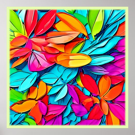 Lebhafte Abstrakte Leaf Art Poster (Vorne)